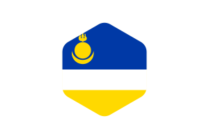 Buryatia Flag Rounded Hexagon Shape flag