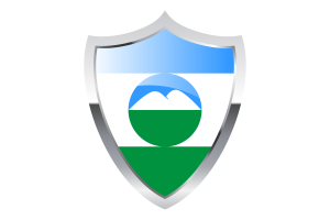 Kabardino-Balkarian Republic Flag with Medieval Heater Shield flag