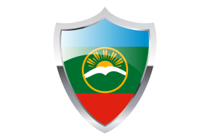 Karachay Cherkessia Flag with Medieval Heater Shield flag