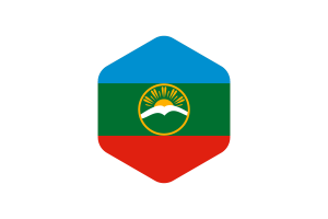 Karachay Cherkessia Flag Rounded Hexagon Shape flag