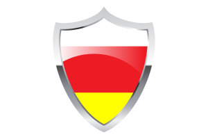 North Ossetia Alania Flag with Medieval Heater Shield flag