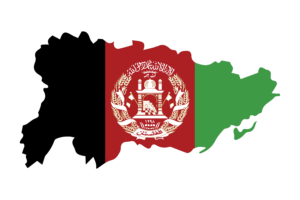 Afghanistan Map with Flag flag