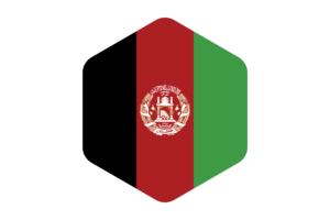 Afghanistan Flag Rounded Hexagon Shape flag