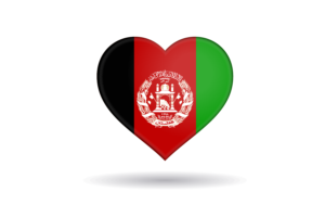 Love of Afghanistan Heart Shape flag