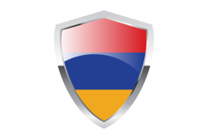 Armenia Flag with Pointed Triangular Shield flag