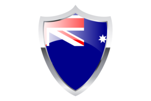 Australia Flag with Medieval Heater Shield flag