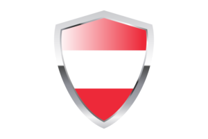 Austria Flag with Pointed Triangular Shield flag