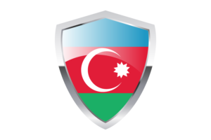 Azerbaijan Flag with Pointed Triangular Shield flag