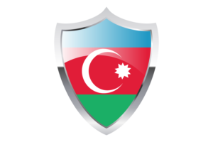 Azerbaijan Flag with Medieval Heater Shield flag