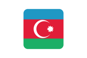 Azerbaijan Flag Square Rounded Shape flag