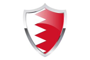 Bahrain Flag with Medieval Heater Shield flag