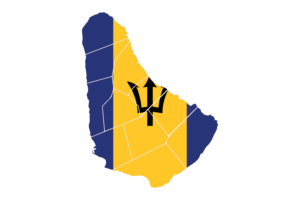 Barbados Map with Flag flag