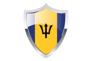 Barbados Flag with Medieval Heater Shield flag