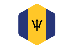 Barbados Flag Rounded Hexagon Shape flag