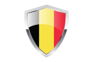 Belgium Flag with Pointed Triangular Shield flag