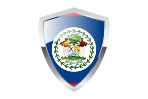 Belize Flag with Pointed Triangular Shield flag