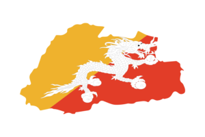 Bhutan Map with Flag flag