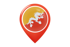 Bhutan Flag Map Pin Icon flag