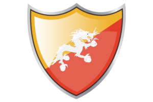 Shield with Flag of Bhutan flag