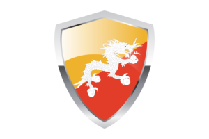 Bhutan Flag with Pointed Triangular Shield flag