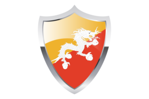 Bhutan Flag with Medieval Heater Shield flag