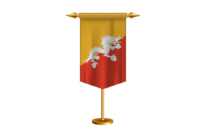 Bhutan Flag Illustration with Stand flag