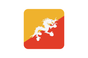 Bhutan Flag Square Rounded Shape flag