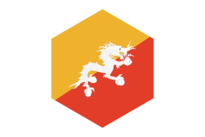 Bhutan Flag Hexagon Shape flag