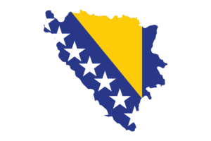 Bosnia and Herzegovina Map with Flag flag