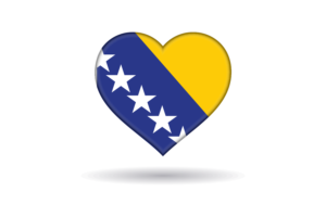 Love of Bosnia and Herzegovina Heart Shape flag