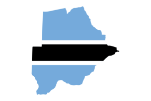Botswana Map with Flag flag