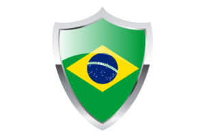 Brazil Flag with Medieval Heater Shield flag