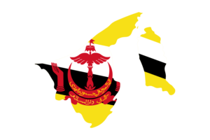 Brunei Map with Flag flag