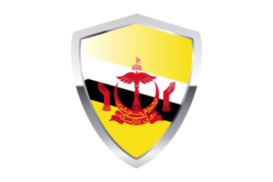 Brunei Flag with Pointed Triangular Shield flag