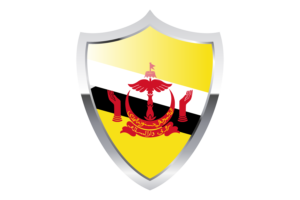 Brunei Flag with Medieval Heater Shield flag