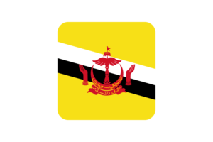 Brunei Flag Square Rounded Shape flag