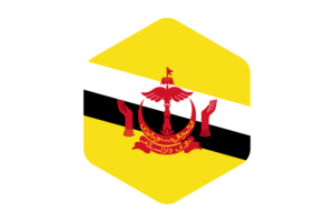Brunei Flag Rounded Hexagon Shape flag