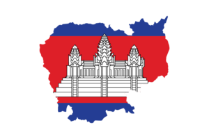 Cambodia Map with Flag flag
