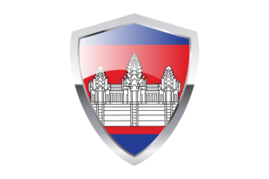 Cambodia Flag with Pointed Triangular Shield flag