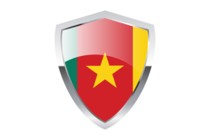 Cameroon Flag with Pointed Triangular Shield flag