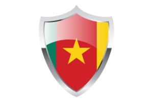 Cameroon Flag with Medieval Heater Shield flag