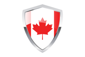 Flagge von Kanada mit spitzem dreieckigem Schild flag