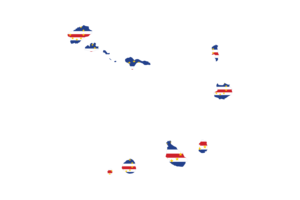 Cape Verde Map with Flag flag