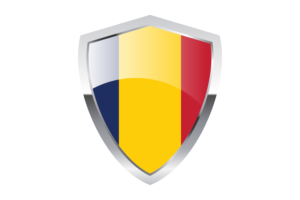 Chad Flag with Pointed Triangular Shield flag