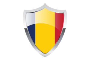 Chad Flag with Medieval Heater Shield flag