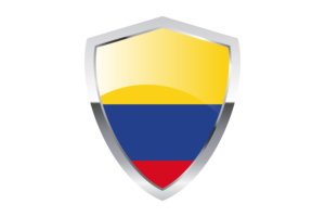 Colombia Flag with Pointed Triangular Shield flag