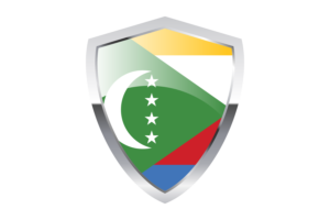 Comoros Flag with Pointed Triangular Shield flag