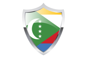 Comoros Flag with Medieval Heater Shield flag