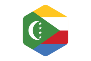 Comoros Flag Rounded Hexagon Shape flag
