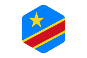 Congo Flag Rounded Hexagon Shape flag